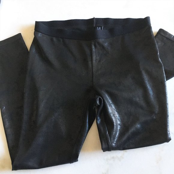 πββ¬ Hue Black Metallic Foil Faux Leather Leggings β L - Picture 3 of 9